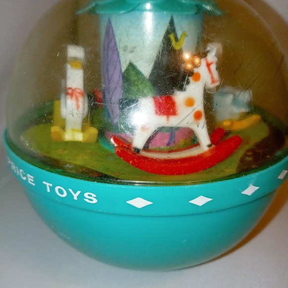 Vintage 1966 Roly Poly Chime Music Ball Fisher Price Infant Toy Swan & Horse - Picture 2 of 4